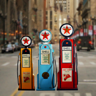 复古铁艺加油机模型落装 饰品收纳摆件 饰件酒柜储物柜创意家居软装