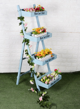 多肉落地花架多层置物架摆件黑板