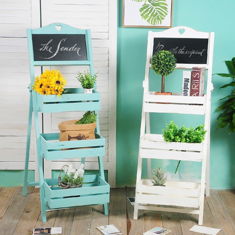 zakka落地多层服装店田园风摆件