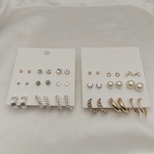 青岛饰品欧美风小众设计高级感多件套组合9对套装耳钉女