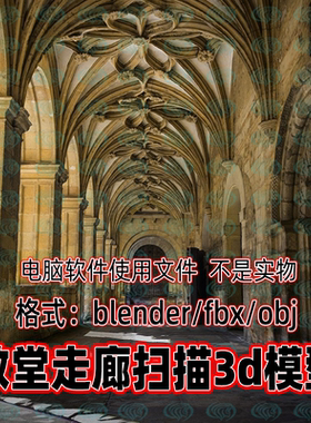 Blender c4d 3dmax maya影视游戏北欧宫殿教堂走廊门廊3D扫描模型