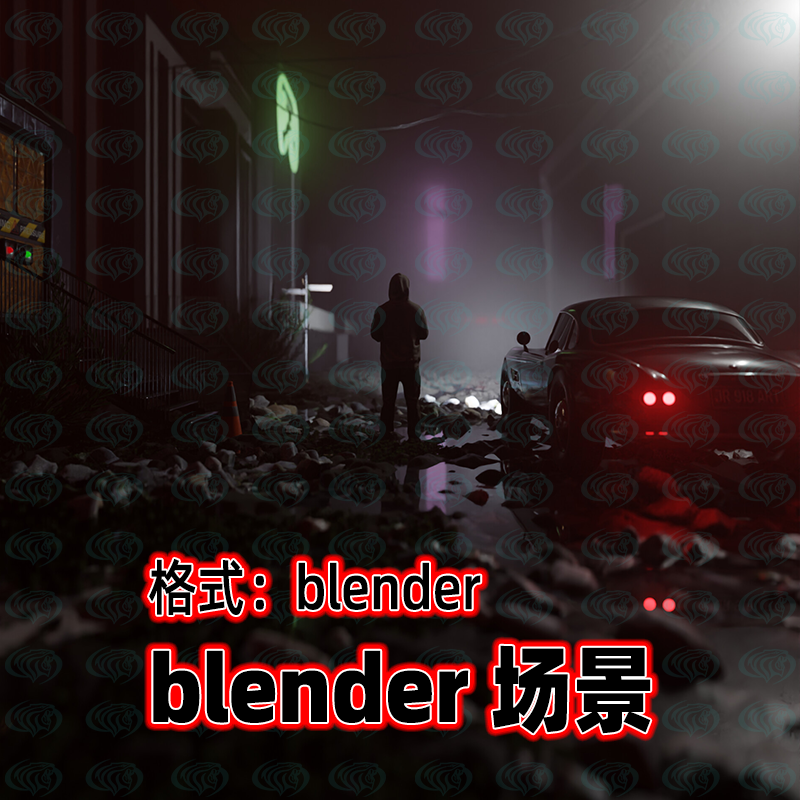 blender赛博朋克末日废墟科幻场景模型灯光渲染材质纹理场景工程