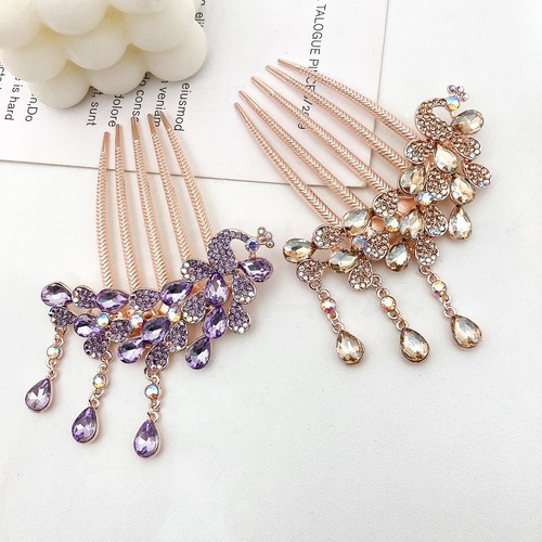 韩式高端孔雀流苏优雅水钻发簪成人头饰古风百搭盘发卡子发插簪子