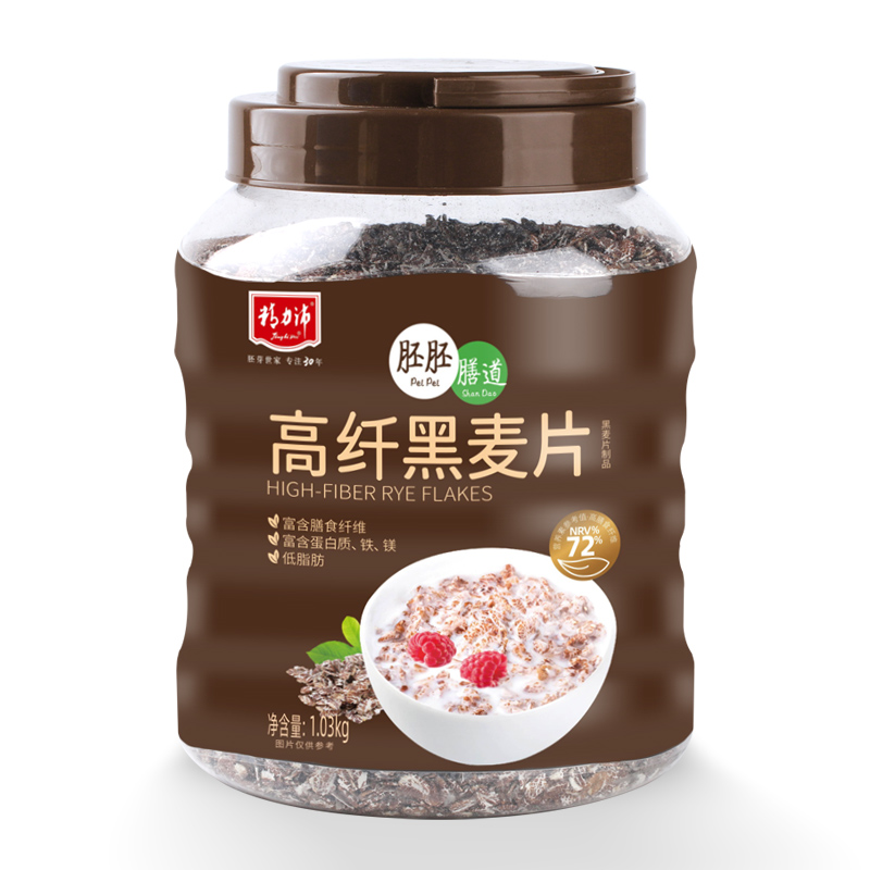 精力沛胚胚膳道高纖黑麥片快熟谷物麥片原味早餐營養(yǎng)1.03kg罐