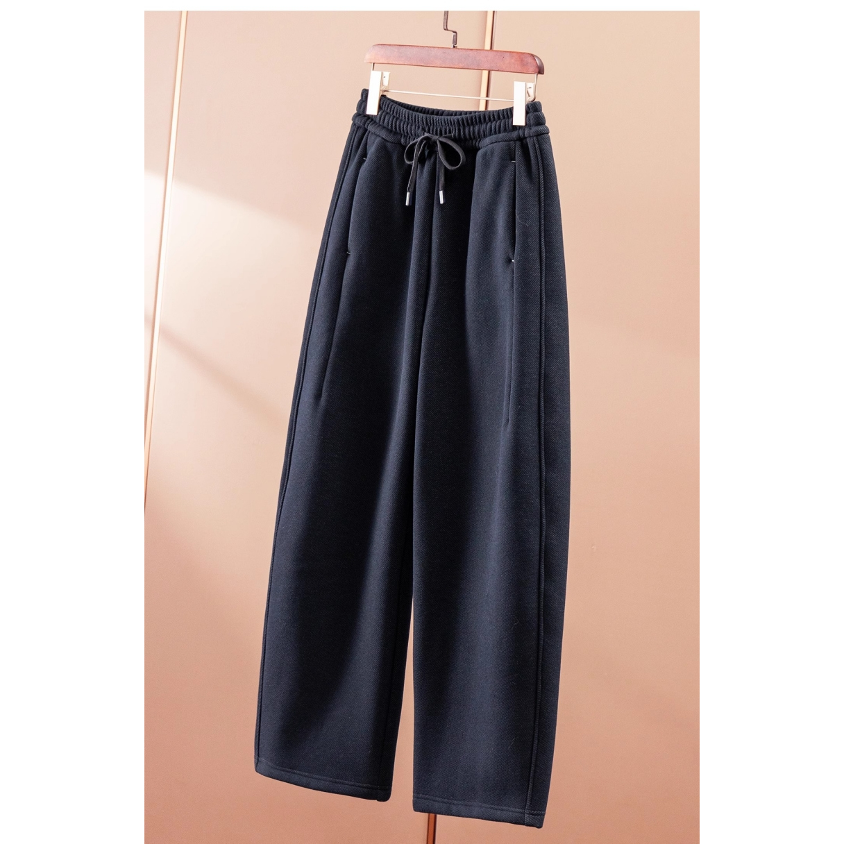 春天家 福利神裤 法G软垂含羊毛松紧腰加绒阔腿镰刀裤H女25I2 特