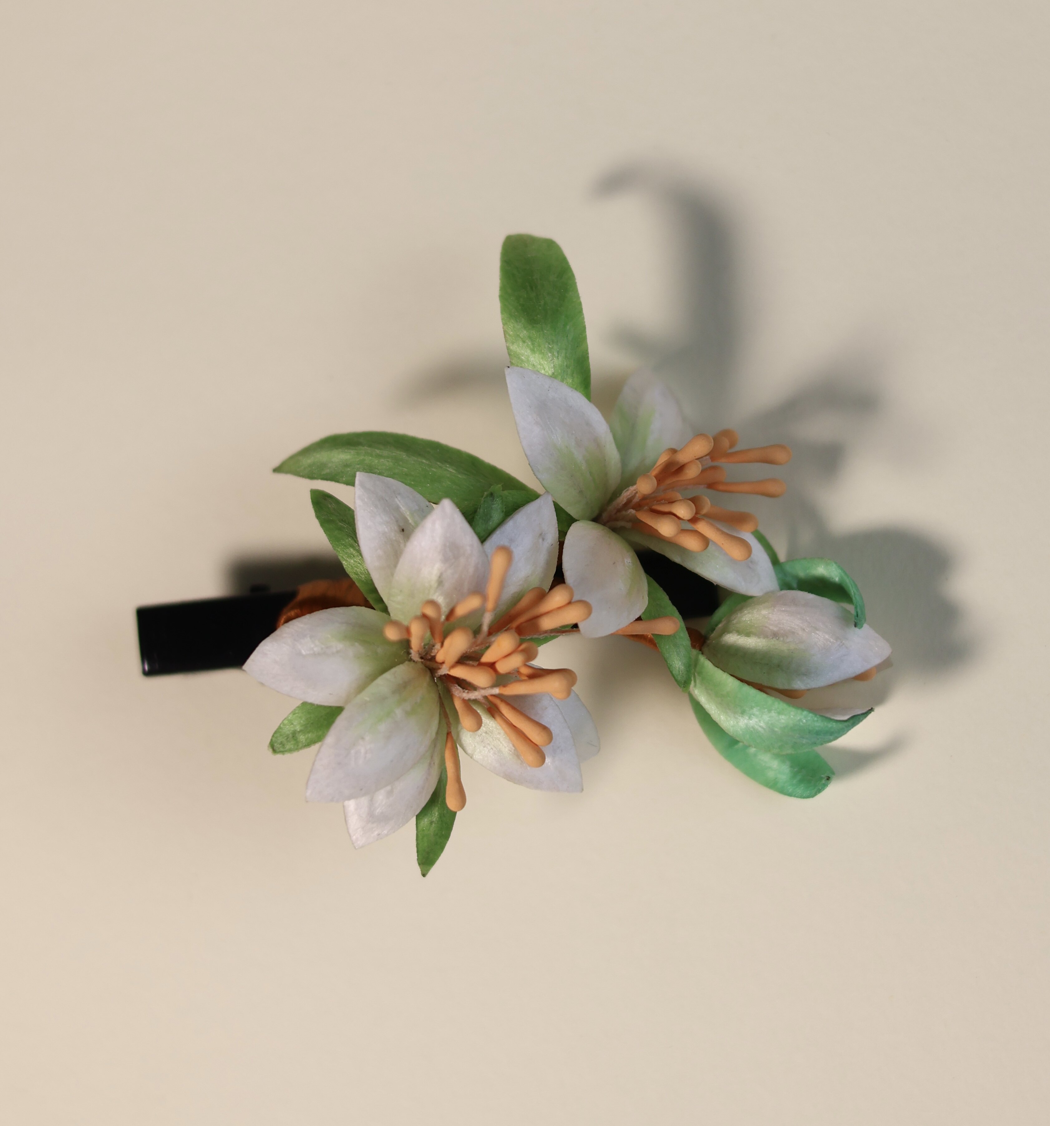 非遗绒花仿真话纯手工制品山矾花发夹