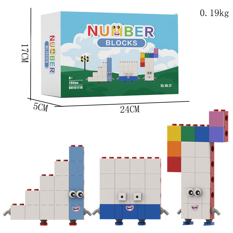 跨境卡通数字方块积木手办模型儿童启蒙拼装益智小颗粒积木摆件