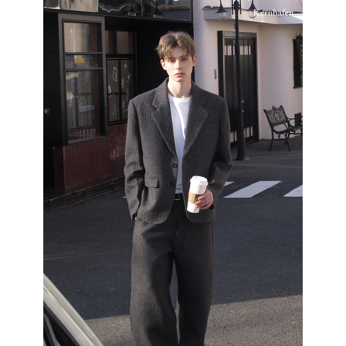 “净化磁场的cleanfit羊毛呢西装套装”条纹休闲西服 | kernhafen,男装,休闲西服,淘宝优惠券,粉丝福利购,淘宝优惠卷