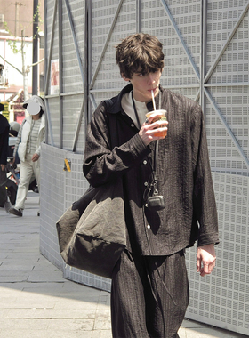 Kernhafen 天丝透气松弛感时髦衬衫夏季林高远同款休闲条纹套装