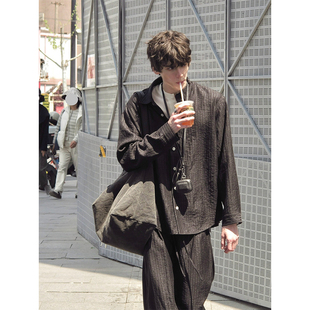 Kernhafen 天丝透气松弛感时髦衬衫夏季林高远同款休闲条纹套装