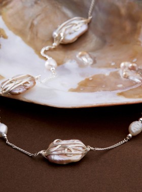 珍珠毛衣链女精致项链