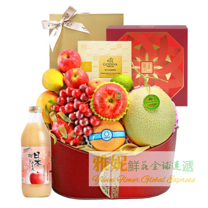 香港中秋礼品水果蓝紅酒零食