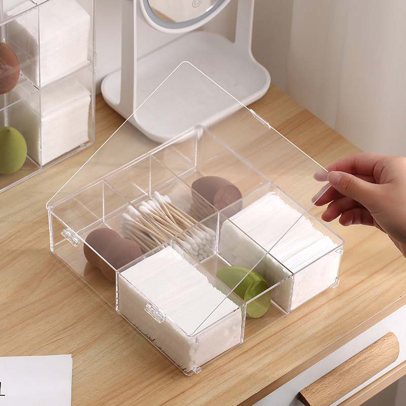 化妆棉收纳盒棉签收纳盒子亚克力棉签盒带盖防尘美妆蛋化妆蛋透明,收纳整理,桌面收纳盒,淘宝优惠券,粉丝福利购,淘宝优惠卷