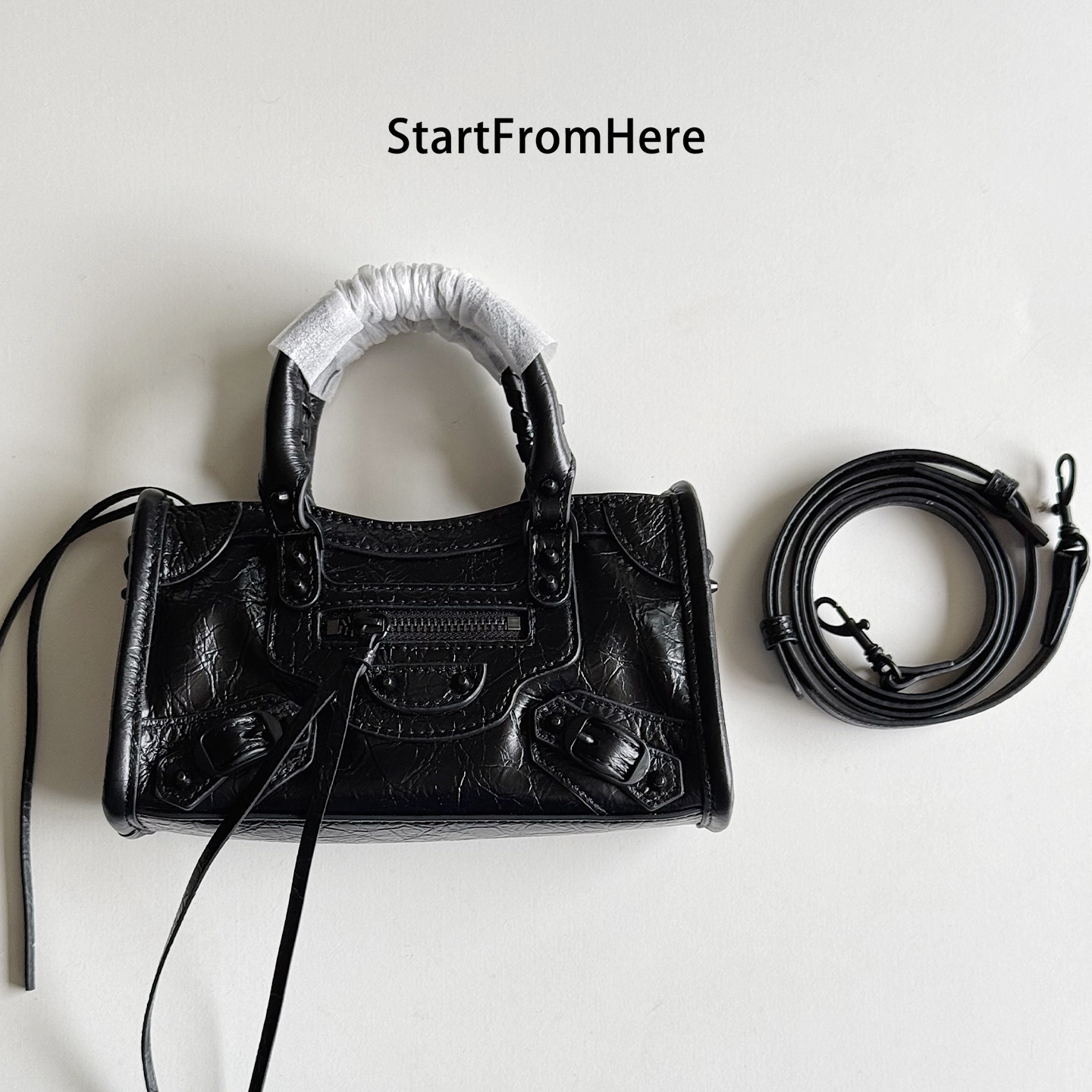 StartFromHere｜油蜡牛皮迷你机车包 26新款时髦手提单肩斜挎小包