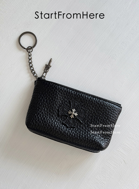 十字架卡包零钱包挂件 头层牛皮钥匙包时髦实用airpods耳机挂饰