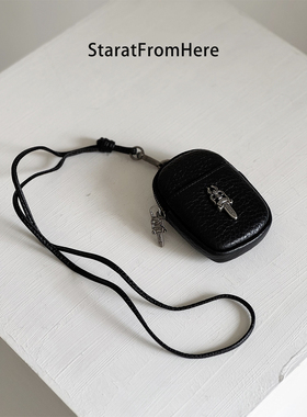 StartFromHere｜宝剑挂脖耳机包 欧美时髦头层牛皮卡钥匙口红包挂