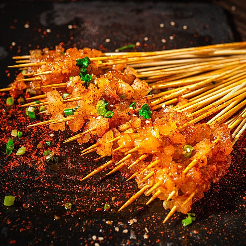 牛蹄筋小串100串牛筋串铁板烧烤串串半成品商用家庭松井家胸口油