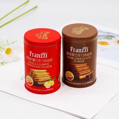 法丽兹Franzzi香草柠檬醇香黑巧克力味曲奇46g铁罐礼盒零食伴手礼