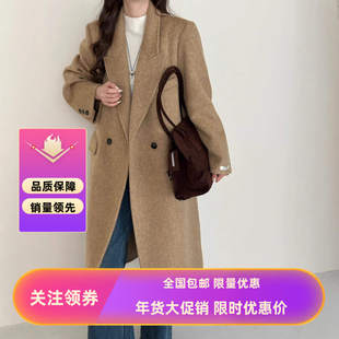 双面羊绒羊毛大衣女2025冬季新款常规显瘦设计感韩系毛呢外套