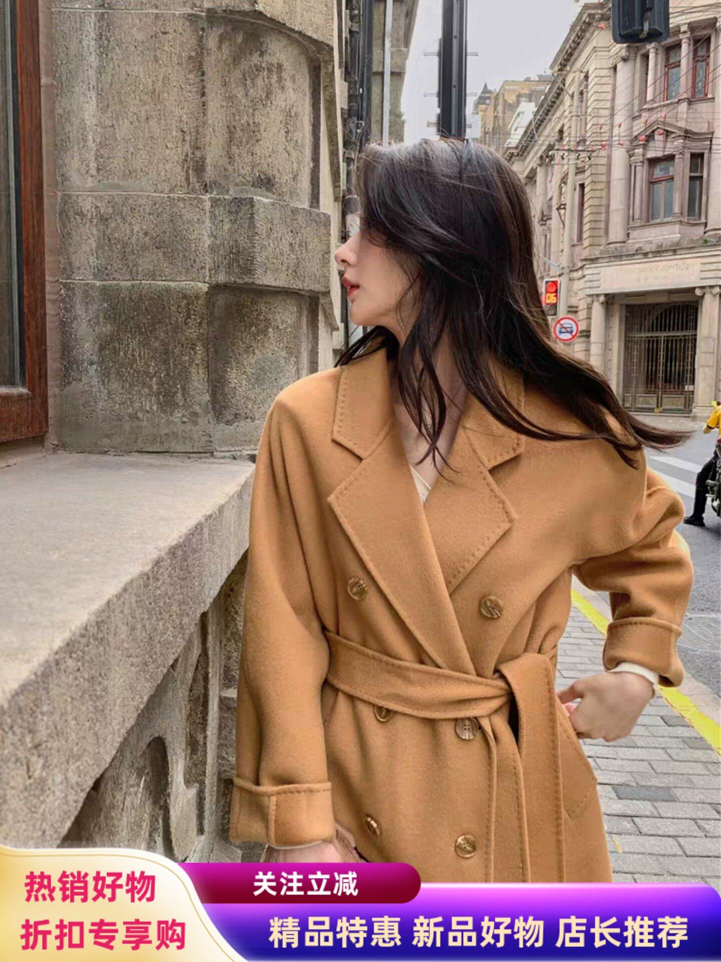 驼色双面羊绒羊毛大衣2025年秋冬季女中长款韩版气质百搭毛呢外套
