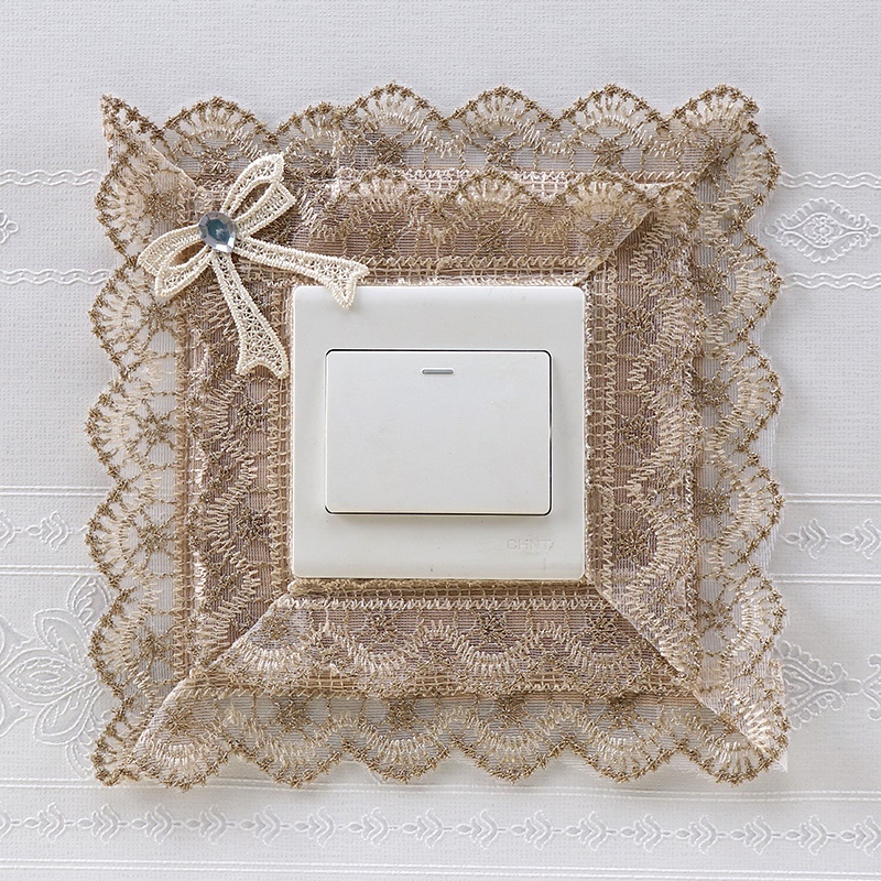 布艺开关保护套装饰贴灯开关边框套墙贴欧式单开插座花边套子