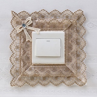 布艺开关保护套装饰贴灯开关边框套墙贴欧式单开插座花边套子
