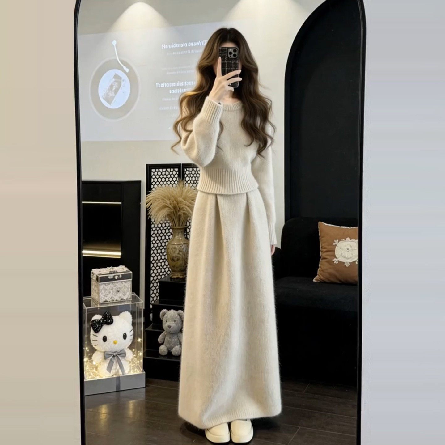 韩系巨好看穿搭一整套2026新款毛衣针织连衣裙子女早春季长裙套装