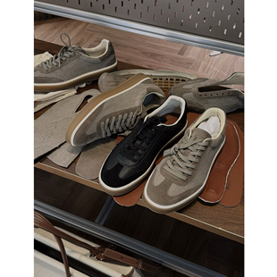 LP德训小白鞋女 老钱风复古真皮板鞋男女同款运动系带休闲鞋