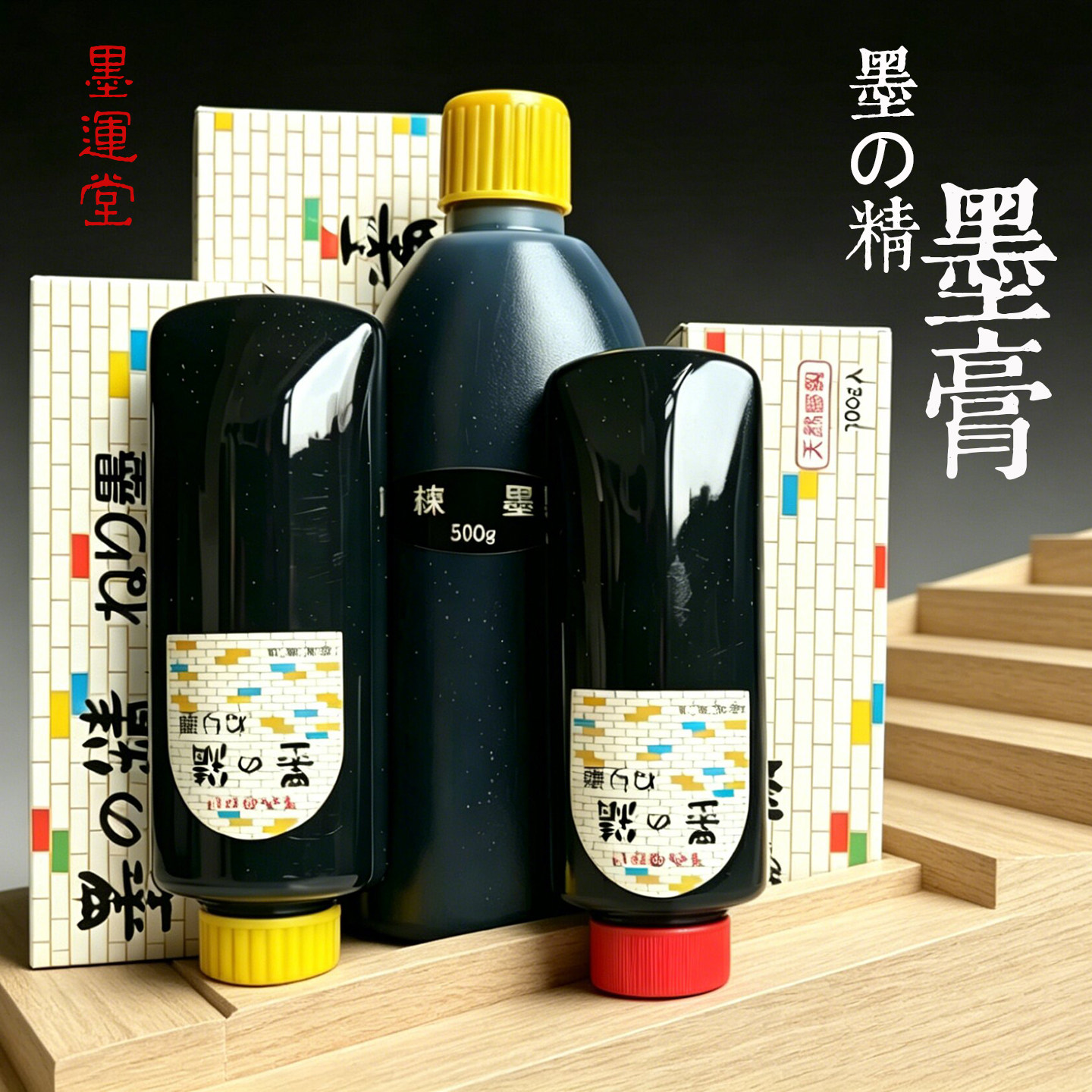 墨运堂日本进口墨膏墨の精骨胶浓缩墨汁国画书法创作
