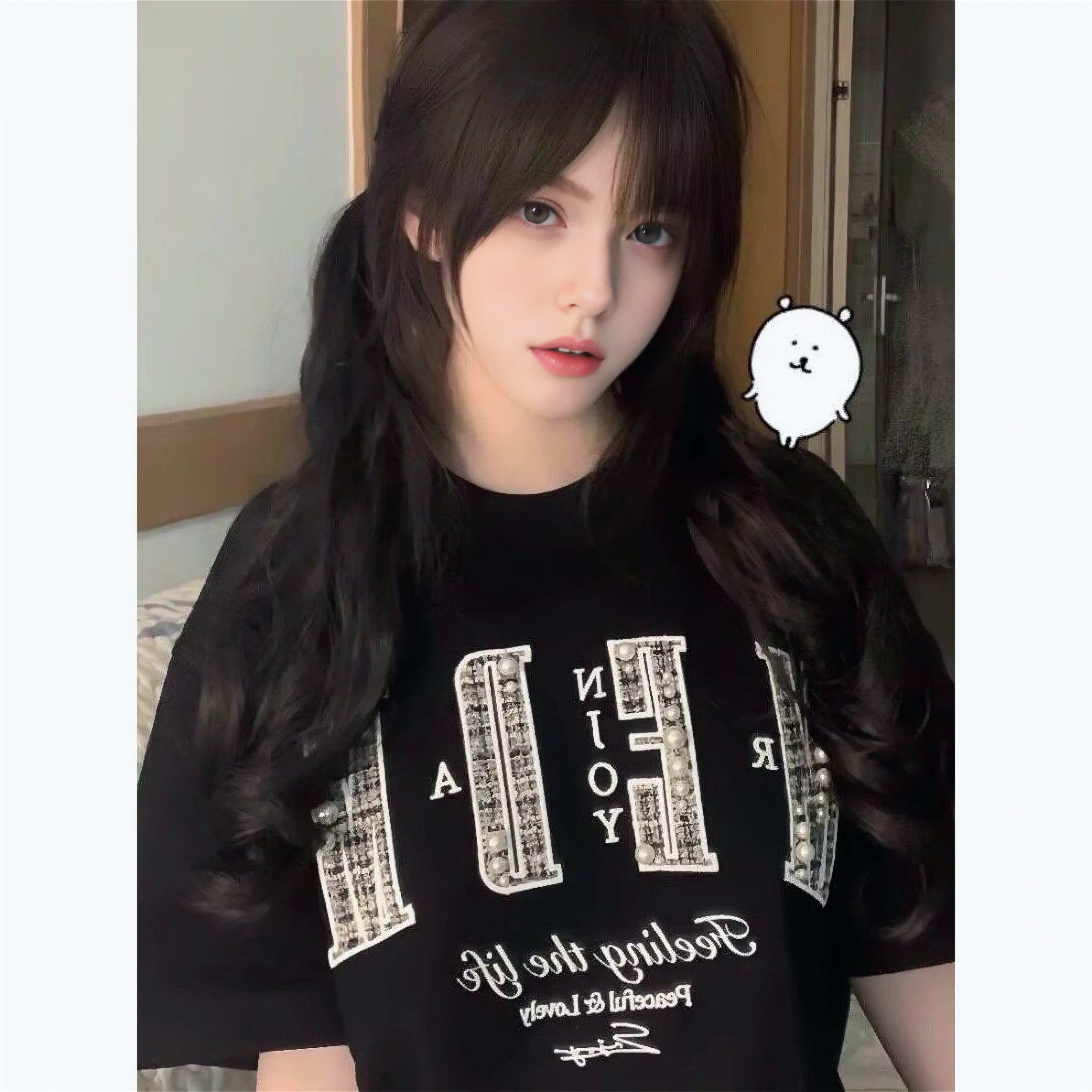 原创美式钉珠字母刺绣短袖t恤男女纯棉宽松小众设计感情侣上衣潮