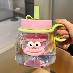 水杯女生办公室大容量1000ml食品级耐高温高颜值大肚肚带吸管杯子