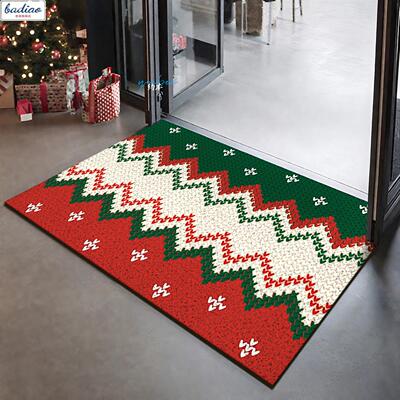 圣诞装饰氛围感入户门chrismas主题门垫丝圈门口商场店铺圣诞地垫
