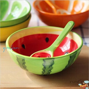 西瓜碗网红碗创意个性做泥材料创意学生好看ins沙拉陶瓷水果餐具