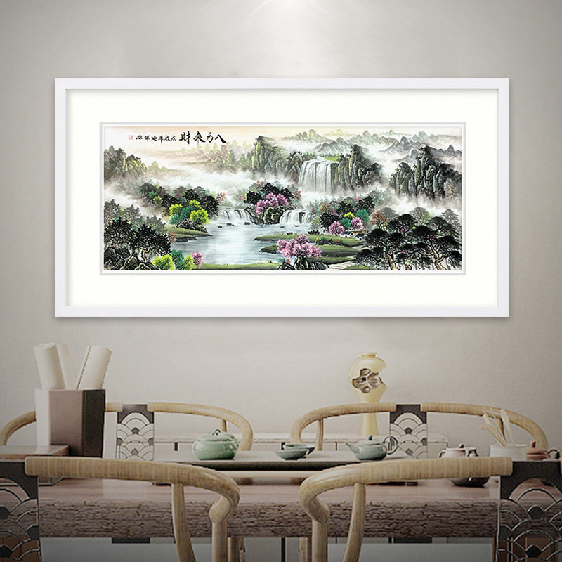 新中式国画名家手绘真迹《八方来财》写意山水挂画 书房装饰画