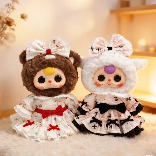 仅售娃衣】娃三岁400%大体搪胶毛绒玩偶娃衣S黑绒结洛丽塔粉裙装