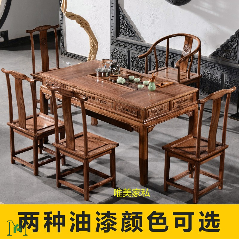 茶桌椅组合特价中式古实木仿茶几喝茶桌泡茶桌茶艺桌夫茶功台桌椅