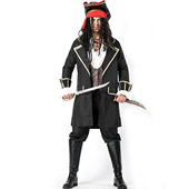 加勒比海盗服装 化妆舞会万圣节服装 cos杰克船长服成人男海盗服装