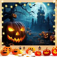 New Halloween event costume cloth, party decoration cloth, pumpkin lantern shooting hanging cloth, terrifying atmosphere background hanging cloth thumbnail 3