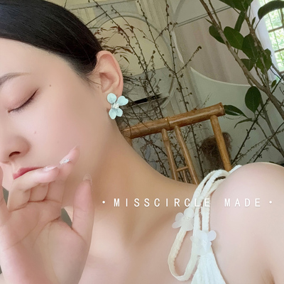 瑟可「沅芷湘兰」蓝色花瓣耳环女气质温柔百搭甜美2026新款高级感