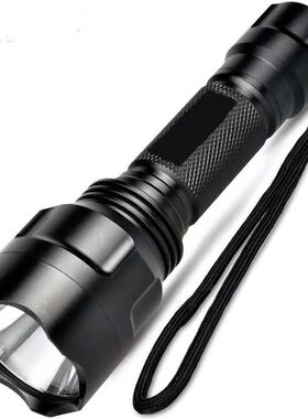 18650锂电池LED强光手电筒超亮远射充电多功能巡逻家用户外照明灯