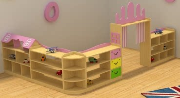幼儿园玩具柜组合柜储物柜区域书架儿童家具收纳区角柜卡通书柜子