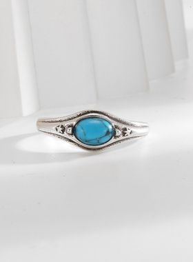 欧美复古绿松石戒指波西米亚风格个性热卖新品戒开口