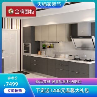 修定制 全国通用金牌橱柜现代简约极有家石英石台面整体厨房厨柜装