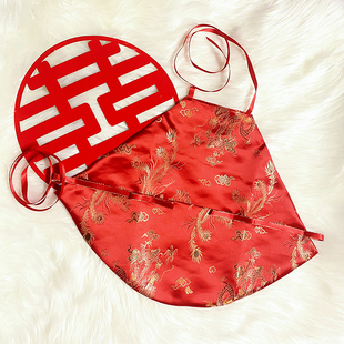 结婚用品新娘肚兜潮汕出花园男女内衣肚兜结婚红色草头腰兜种子