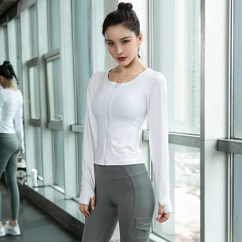 瑜伽服长袖上衣女拉链紧身开衫外穿健身房跑步速干衣春秋运动外套,运动服/休闲服装,运动茄克/外套,淘宝优惠券,粉丝福利购,淘宝优惠卷
