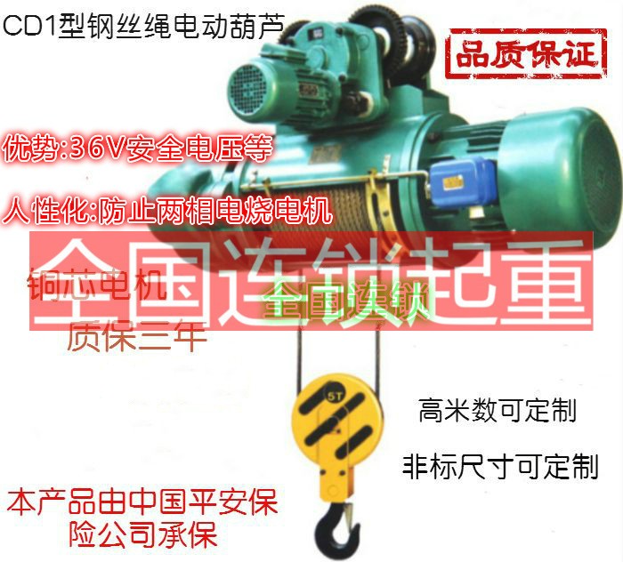 直销起重机械设备0.25T0.5T1T2T3t5T10T16吨钢丝绳CD型电动葫芦吊