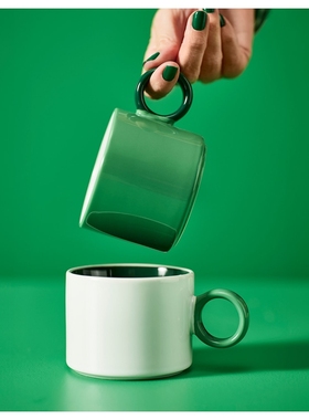 IKEA皮格尔陶瓷马克杯咖啡杯白色/绿色300毫升咖啡杯宜家正品代购