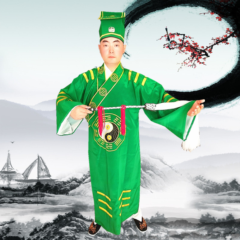 道士服装男道家法器用品道服法衣质量好茅山道袍先天八卦经衣长袍