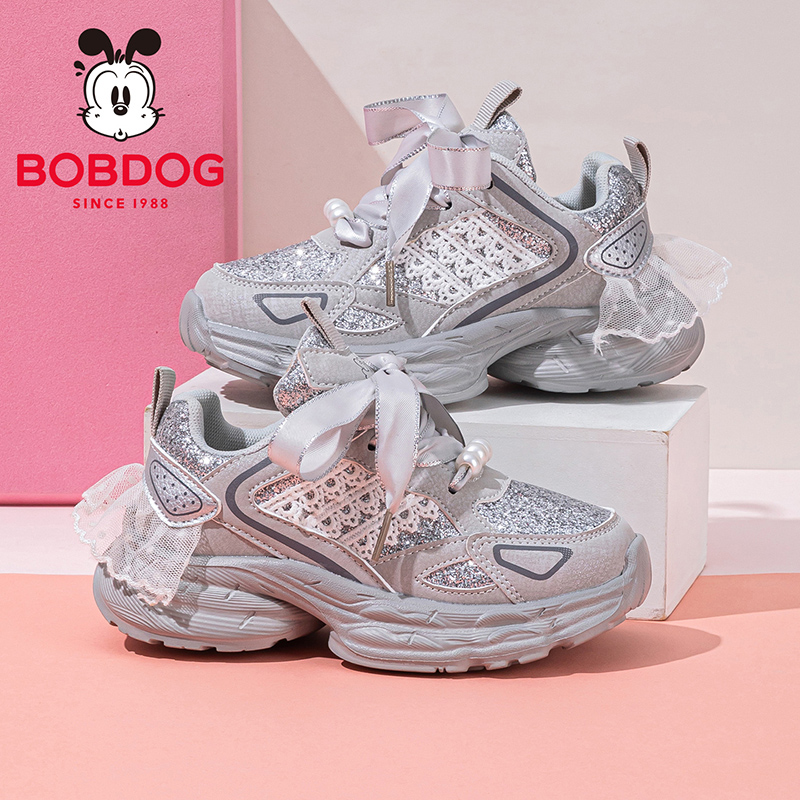 巴布豆童鞋女童运动鞋2025新款小女孩公主鞋女款跑步鞋秋季儿童鞋