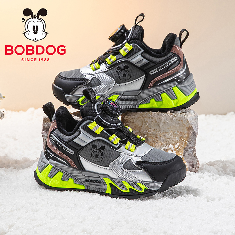 巴布豆童鞋男童鞋子2025新款冬季男孩二棉鞋加绒加厚男宝运动鞋女